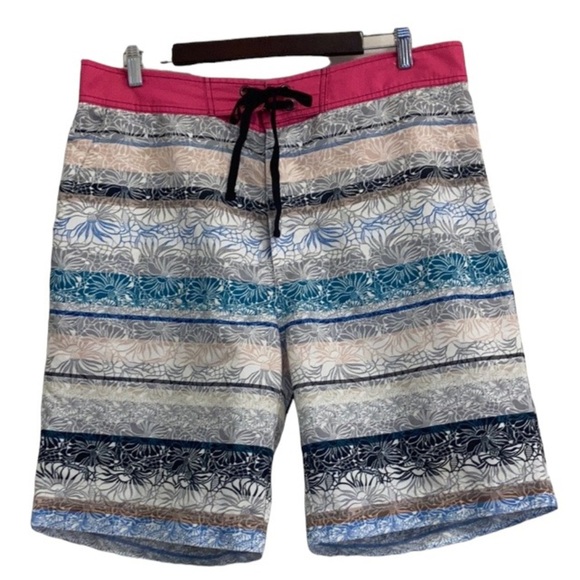 Robert Graham Swim Trunks Mens 38 x 9 Floral Board Shorts Classic Fit Pink Blue - Picture 1 of 10